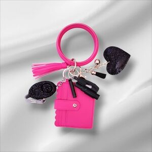 Pink and Black Keychain Bracelet Set